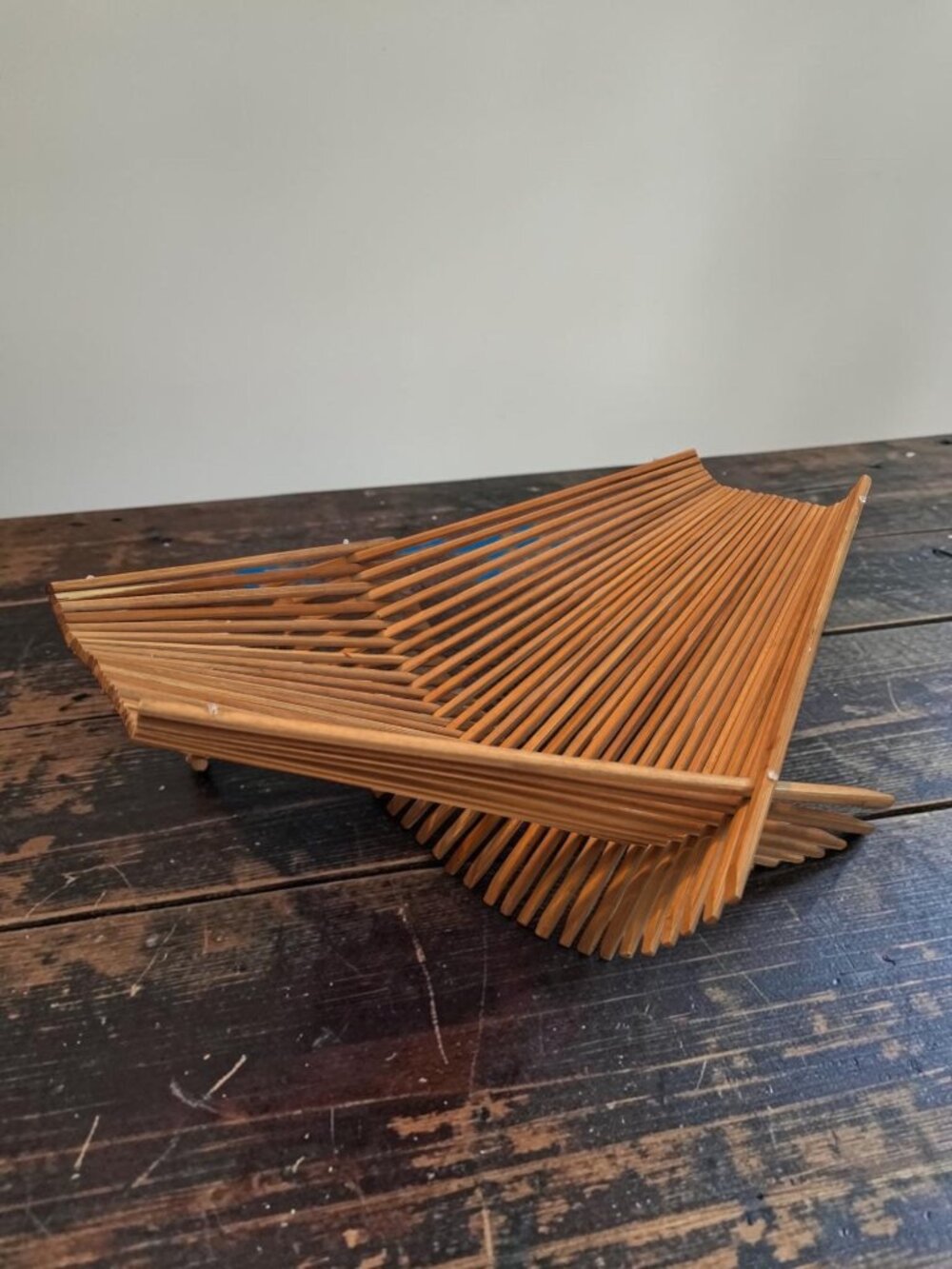 Foldable Bamboo Basket Rack Or Decorative Storage Organizer vintage